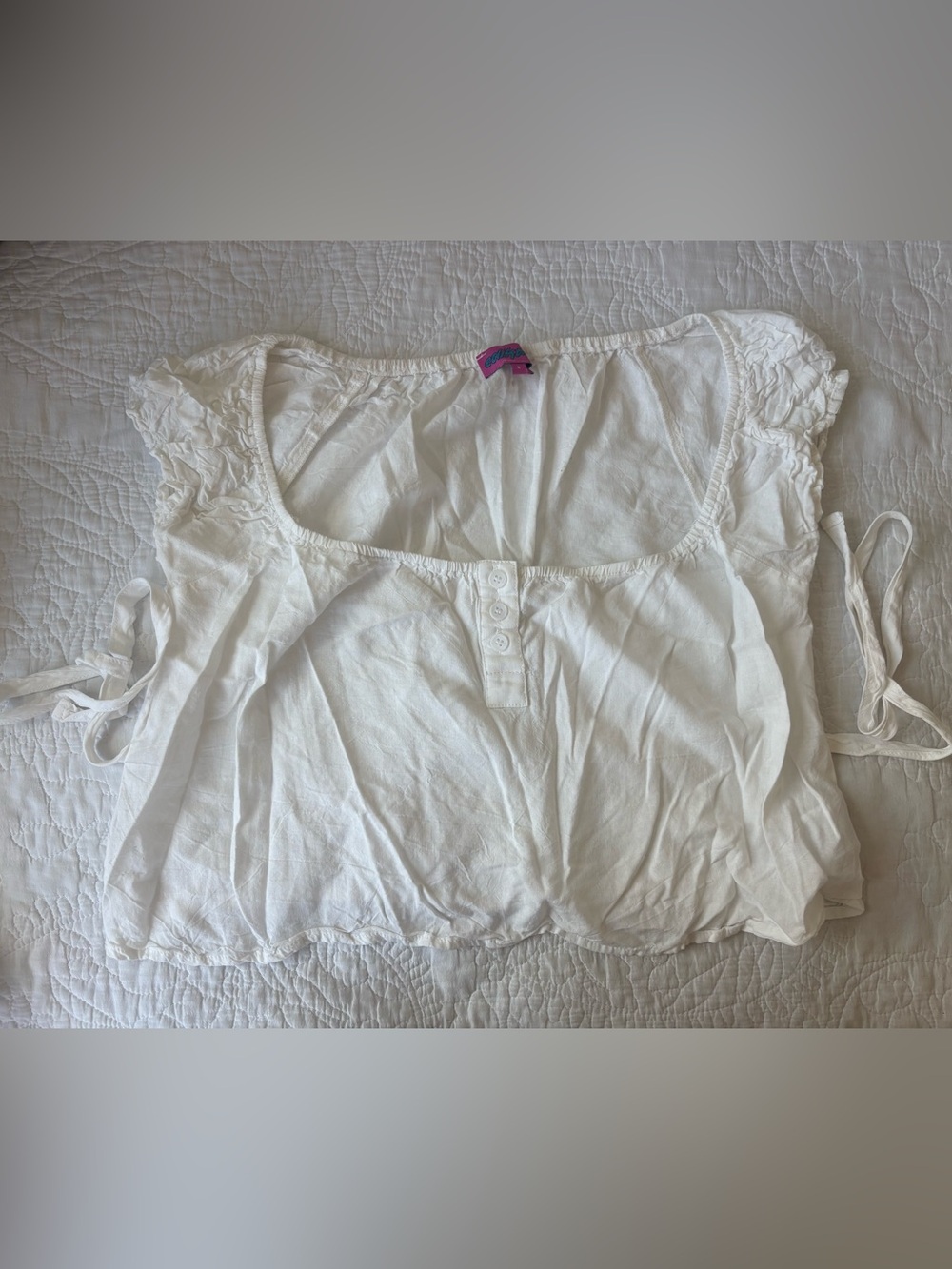 Edikted White Cotton Sleep Top
